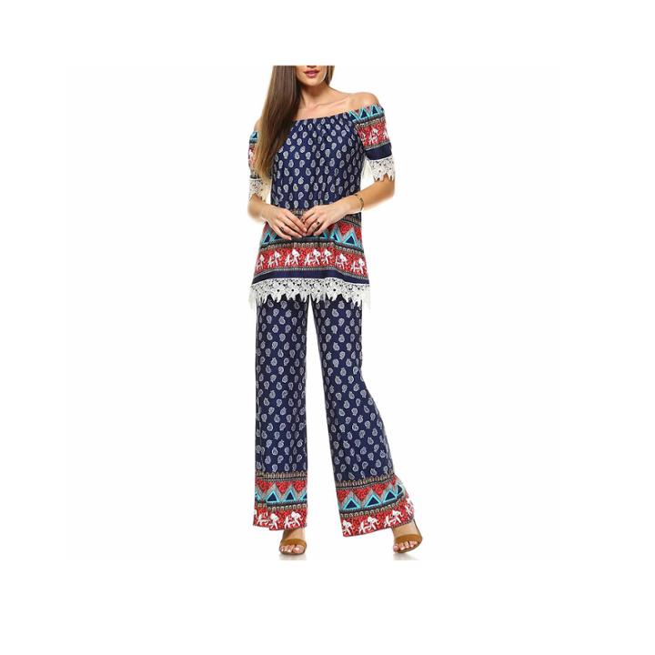 White Mark Print From Tip To Toe Set 2-pc. Pattern Pant Set