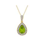 Genuine Peridot And Lab Created White Sapphire 14k Gold Over Silver Pendant