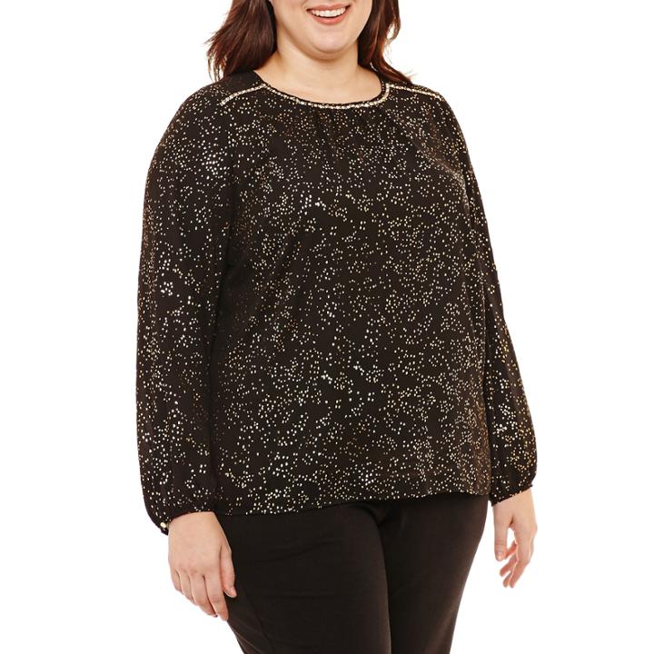 Liz Claiborne Jewel Neck Blouse- Plus
