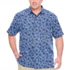 Van Heusen Air Poly Prints Short Sleeve Floral Button-front Shirt-big And Tall