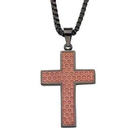 Stainless Steel Honeycomb Cross Pendant Necklace