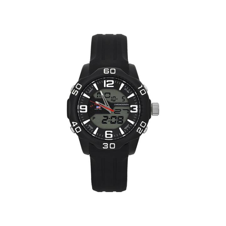 U.s. Polo Assn. Mens Blue Rubber Stainless Steel Strap Anadigi Watch