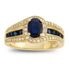 Genuine Blue Sapphire & 1/3 C.t.t.w. Diamond 10k Yellow Gold Ring