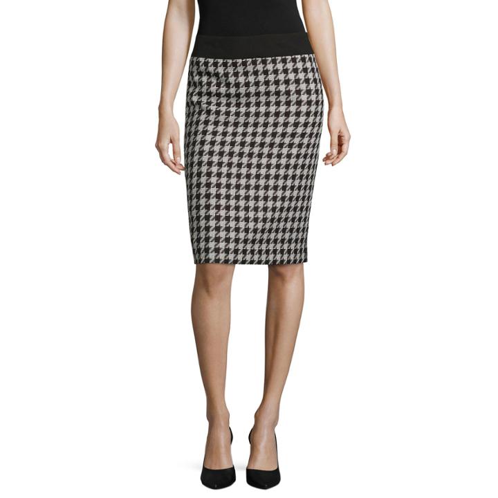 Black Label By Evan-picone Houndstooth Suit Skirt