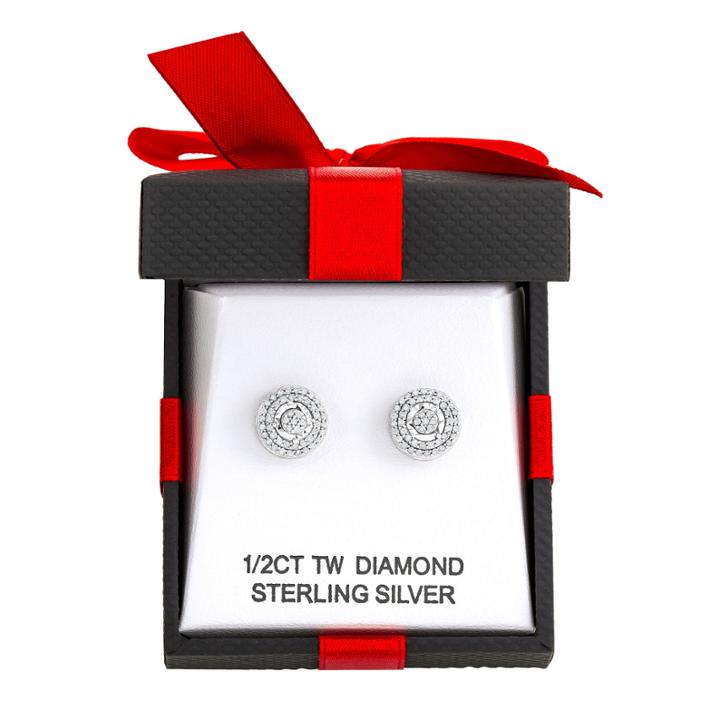 1/2 Ct. T.w. Round White Diamond Sterling Silver Stud Earrings