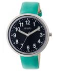 Simplify Unisex The 2600 Black Dial Teal Leather-band Watch Sim2605