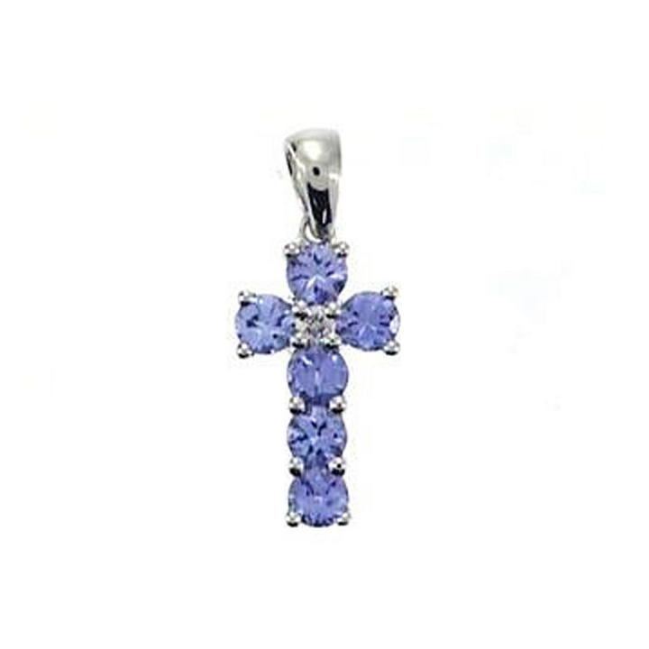 Womens Diamond Accent Genuine Blue Tanzanite Pendant Necklace