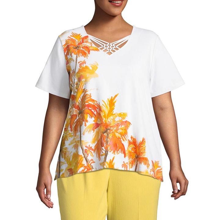 Alfred Dunner Still My Sunshine Palm Tree T-shirt- Plus