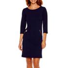 R & K Originals 3/4-sleeve Zipper Shift Dress