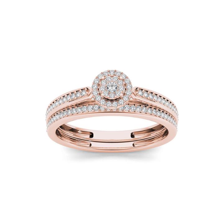 1/4 Ct. T.w. Diamond 10k Rose Gold Bridal Ring Set