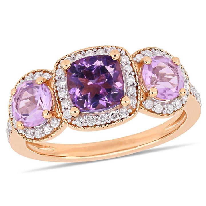 Womens 1/3 Ct. T.w. Purple Amethyst Gold Over Silver Cocktail Ring