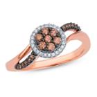 Womens 1/3 Ct. T.w. Diamond Multi Color 10k Gold Cocktail Ring