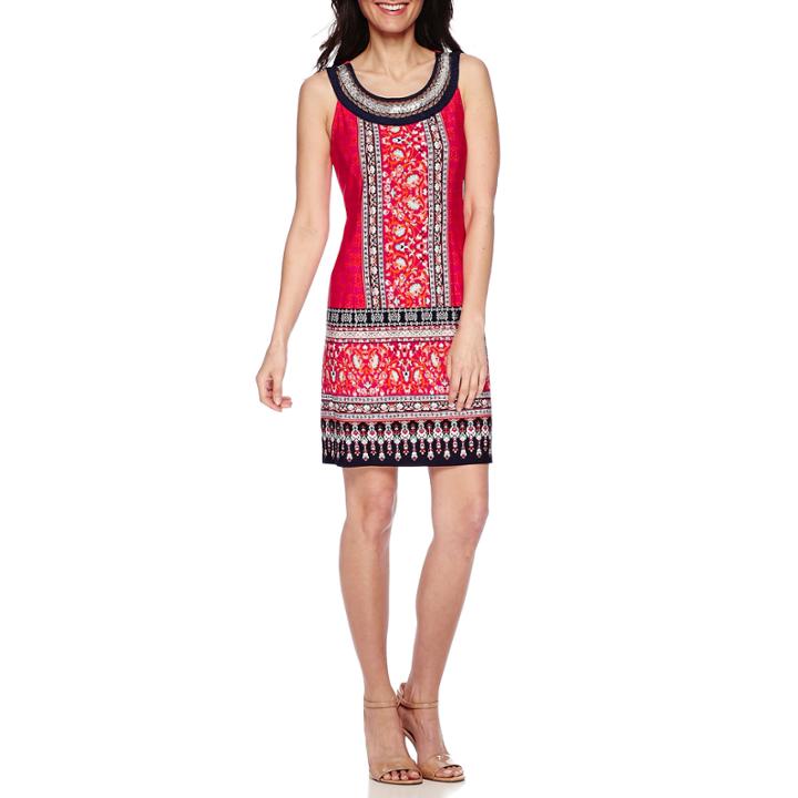 Studio 1 Sleeveless Embellished-neck Sheath Dress