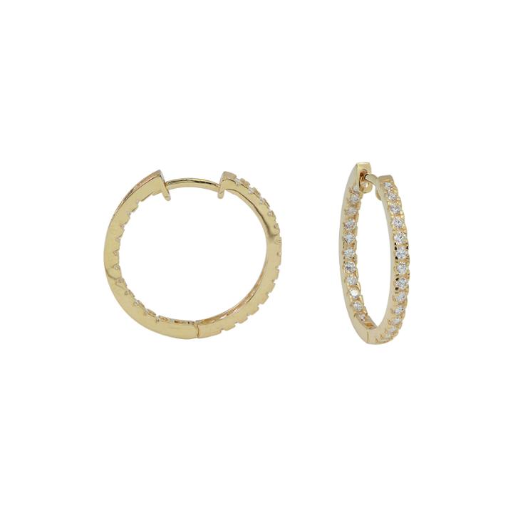 Diamonart 10k Yellow Gold Cubic Zirconia 1 Ct. T.w Oval Hoop Earrings
