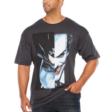 Batman Joker Split Screen Short Sleeve Graphic T-shirt-big And Tall
