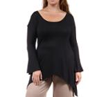 24/7 Comfort Apparel Split-sleeve High-low Tunic Top Plus