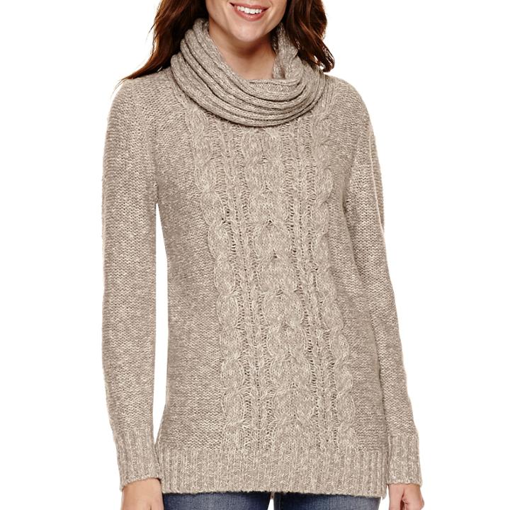 St. John's Bay Long-sleeve Marled Tunic Sweater