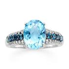 Genuine Swiss Blue And London Blue Topaz Ring