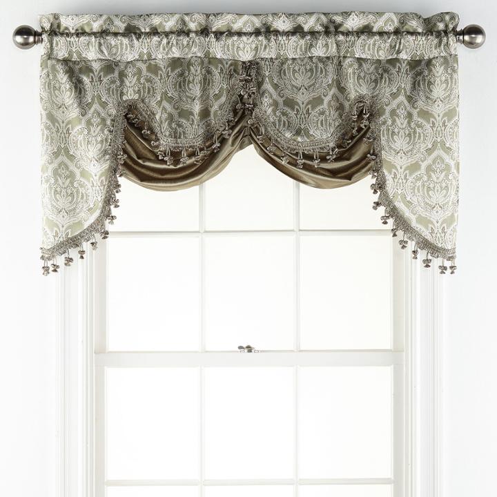 Royal Velvet Hilton Damask Rod-pocket Federal + Tuck Valance