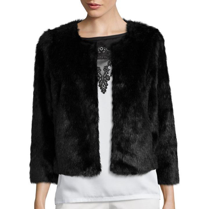 Worthington Cropped Faux-fur Jacket - Tall