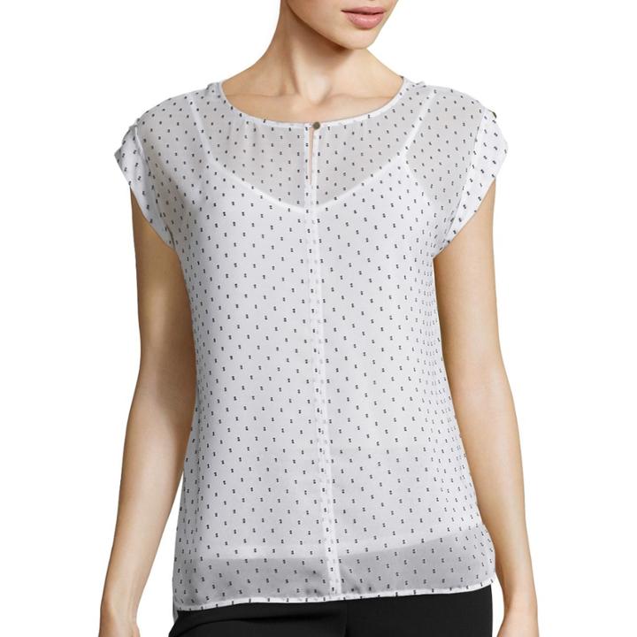 Liz Claiborne Cuff Short-sleeve Shell Top - Tall