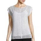Liz Claiborne Cuff Short-sleeve Shell Top - Tall