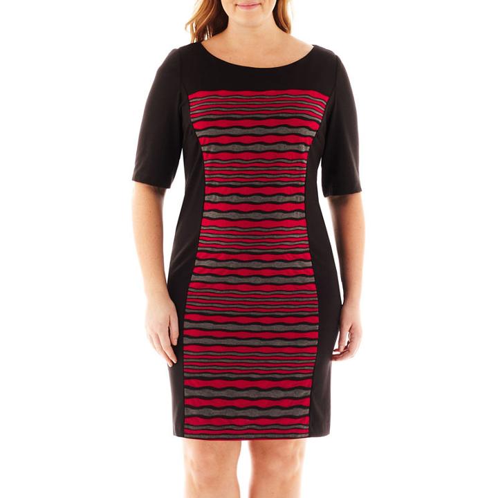 Danny & Nicole 3/4-sleeve Print Panel Dress - Plus