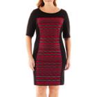Danny & Nicole 3/4-sleeve Print Panel Dress - Plus