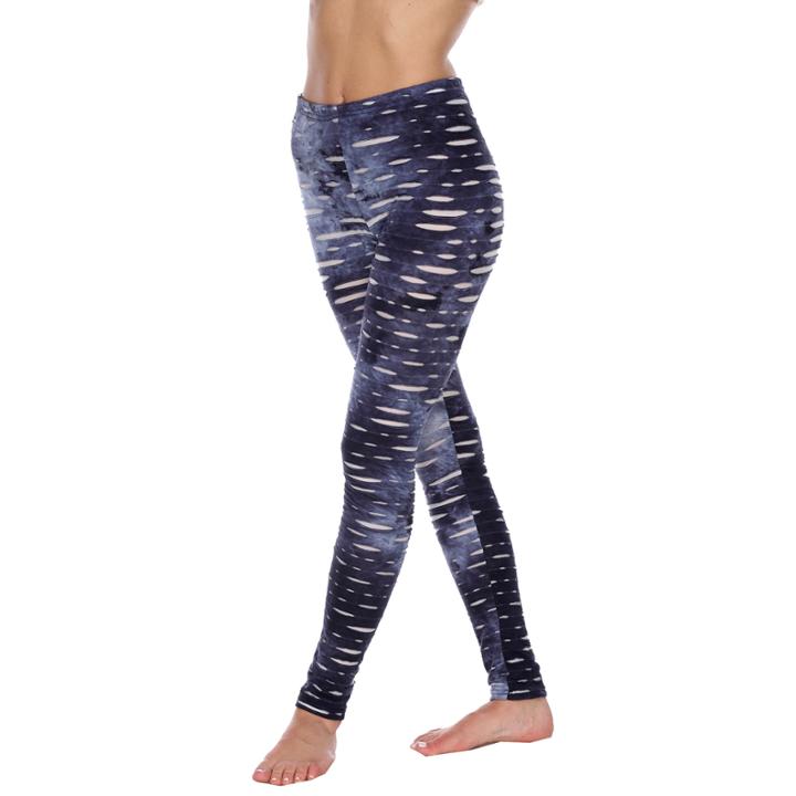 White Mark Distress Camouflage Leggings