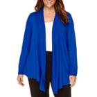 Liz Claiborne Long-sleeve Rib-trim Open Cardigan - Plus
