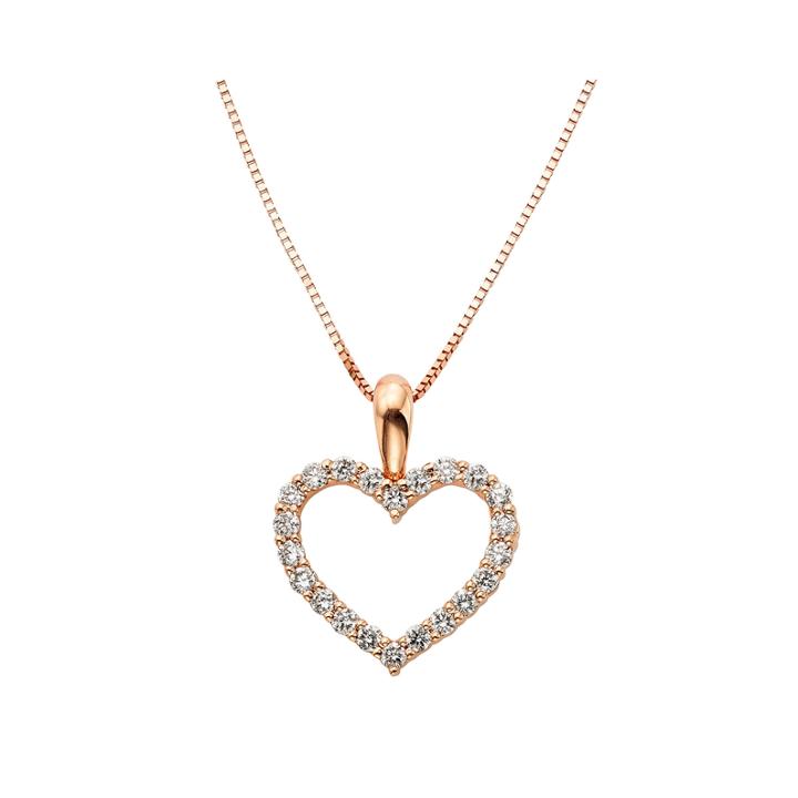 14k Rose Gold .25 Carat Diamond Igl Certified Heart Pendant With Chain