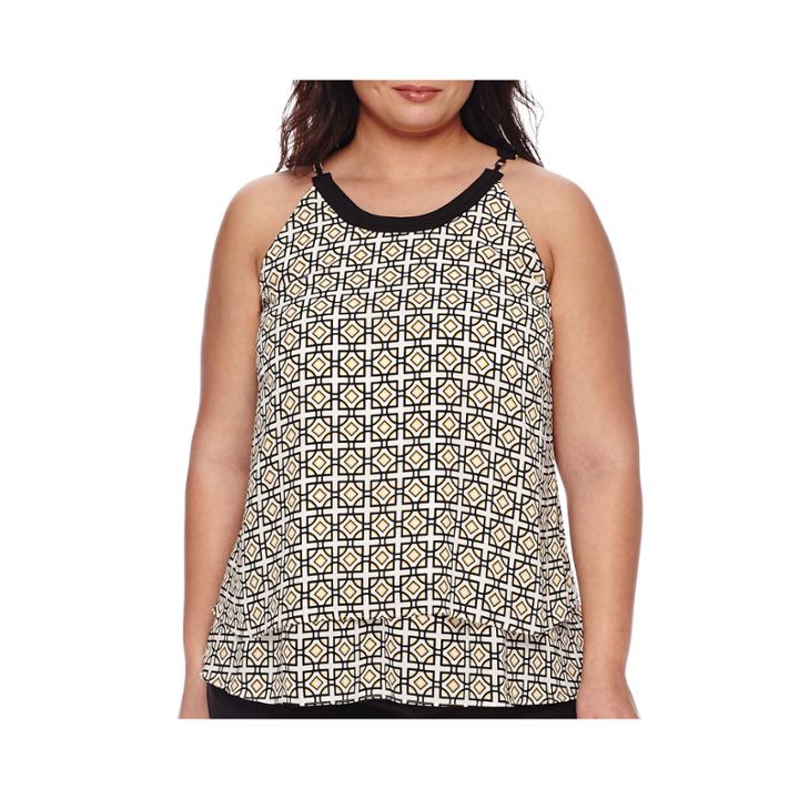 Worthington Sleeveless Double Layer Halter Blouse - Plus