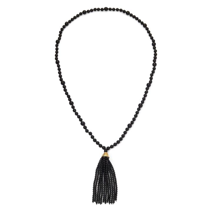 Kjl By Kenneth Jay Lane Black Bead Tassel Necklace