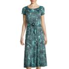 Perceptions Short-sleeve Buckle Front Fit-and-flare Dress