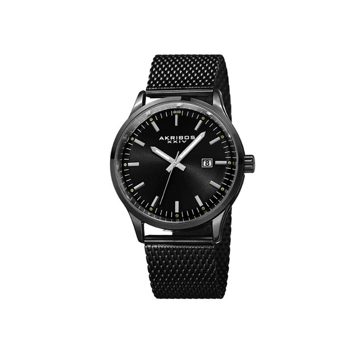 Akribos Xxiv Omni Mens Black Stainless Steel Bracelet Watch