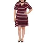 Arizona Short Sleeve Stripe Fit & Flare Dress-juniors Plus