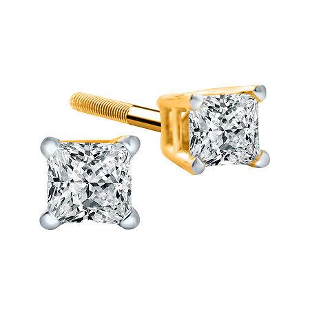 1/4 Ct. T.w. Diamond 14k Yellow Princess-cut Stud Earrings