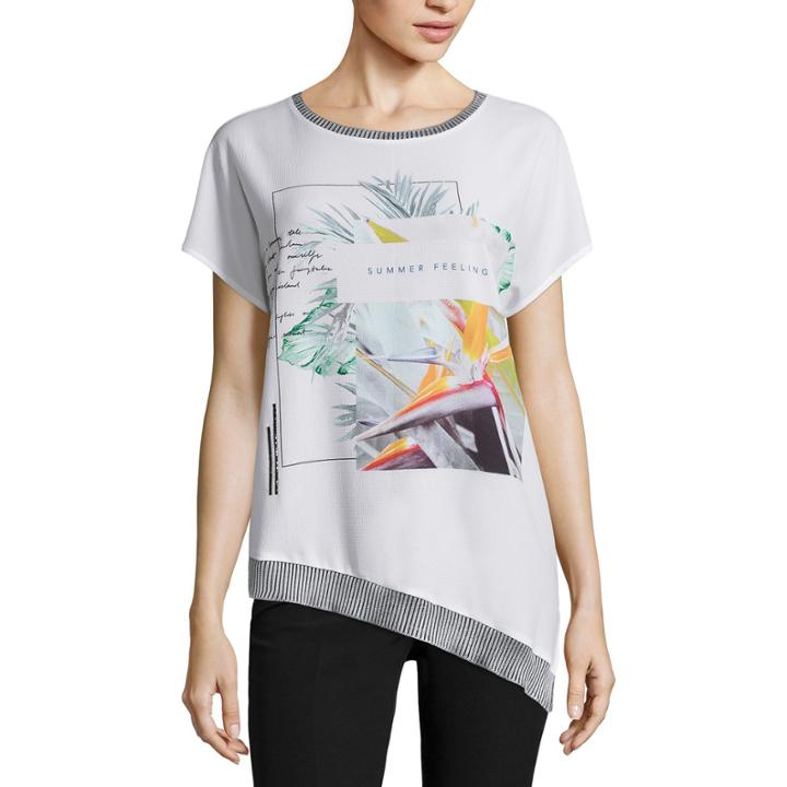 Worthington Short-sleeve Asymmetrical-hem Graphic Tee - Tall