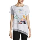 Worthington Short-sleeve Asymmetrical-hem Graphic Tee - Tall