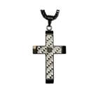 Mens Two-tone Etched Stainless Steel Cross Pendant Necklace