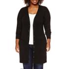 Stylus&trade; Long-sleeve Ribbed Button-front Cardigan - Plus