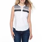 Liz Claiborne Tassel Trim Embroidered Tank Top