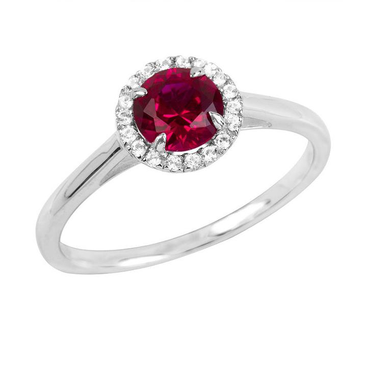Womens Lab Created Sapphire White Sterling Silver Round Cocktail Ring