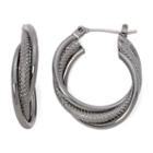 Liz Claiborne Hematite Twist Hoop Earrings
