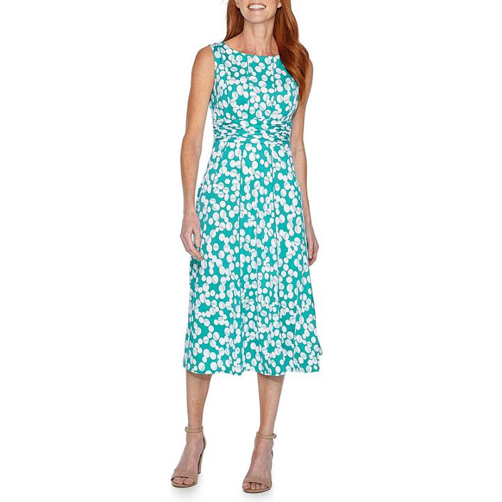 Perceptions Sleeveless Polka Dot Fit & Flare Dress