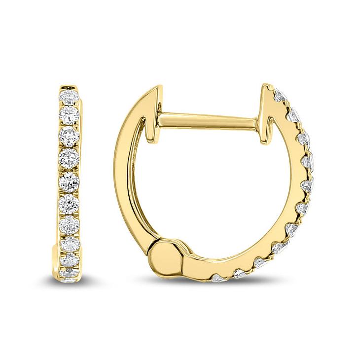 1/7 Ct. T.w. Genuine White Diamond 14k Gold 11.8mm Hoop Earrings