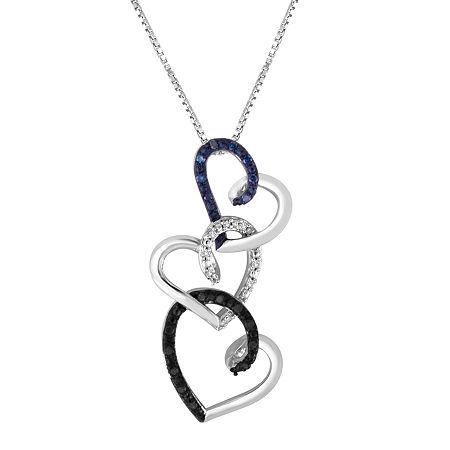 1/10 Ct. T.w. Diamond Sterling Silver Triple-heart Pendant Necklace