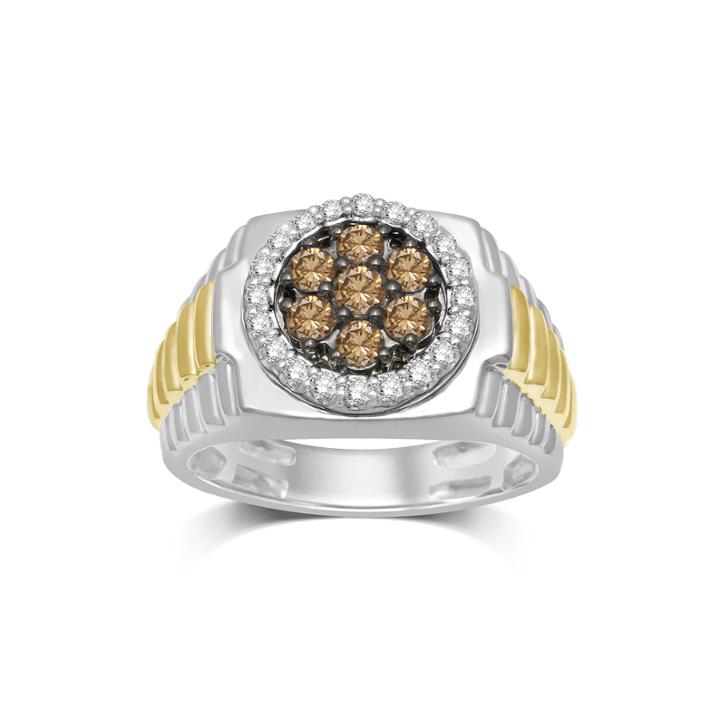 Mens 1 Ct. T.w. White And Champagne Diamond Ring
