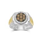 Mens 1 Ct. T.w. White And Champagne Diamond Ring