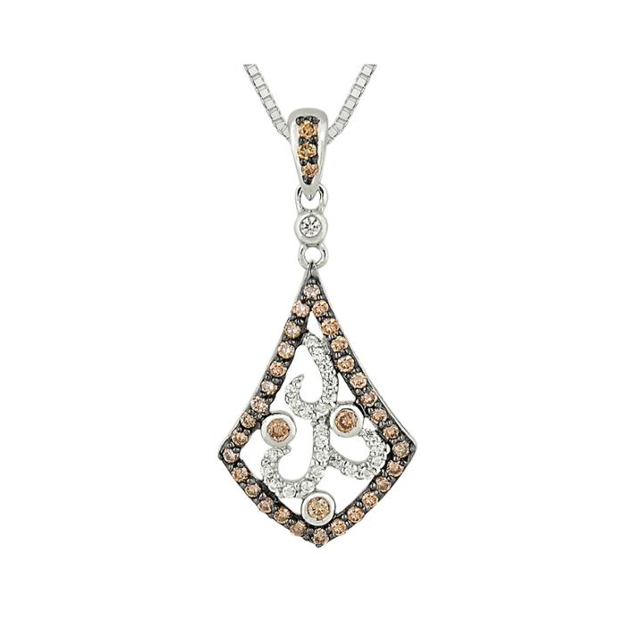1/2 Ct. T.w. White And Champagne Diamond Kite-shaped Pendant Necklace